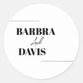 Minimalistische, moderne, schwarz-weiße, fette Nam Runder Aufkleber