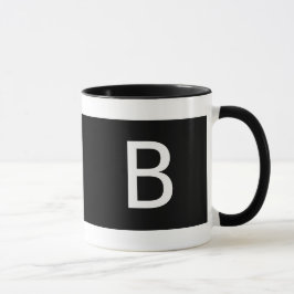 Minimalistische, moderne Schwarz-weiße Monogramm r Tasse