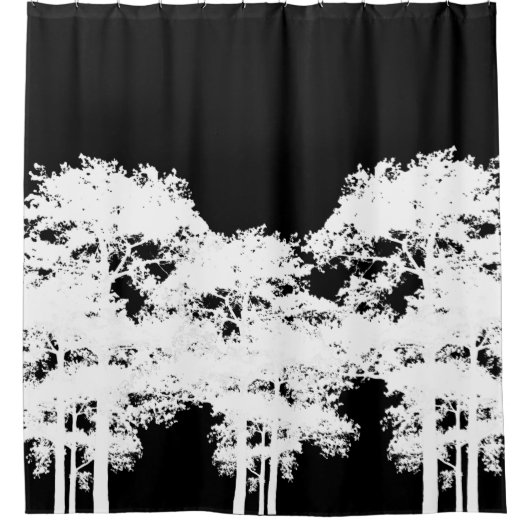 Minimalistische moderne Schwarz-weiße Silhouette Duschvorhang (Vorderseite)