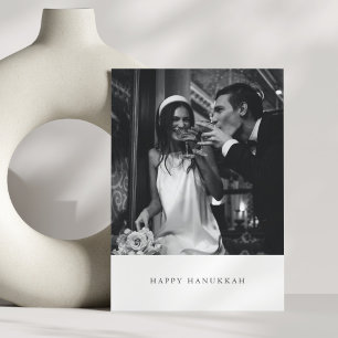 Minimalistische moderne schwarze Hanukkah-Foto-Hoc Feiertagskarte
