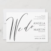 Minimalistische, moderne Schwarze Hochzeit Einladung (Vorderseite)