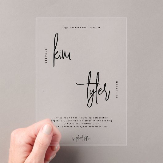 Minimalistische, moderne, schwarze Schrift Acryleinladungen (Insitu (Handheld))