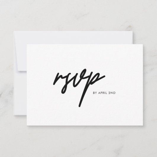 Minimalistische moderne schwarze und weiße Abschlu RSVP Karte (Vorderseite)