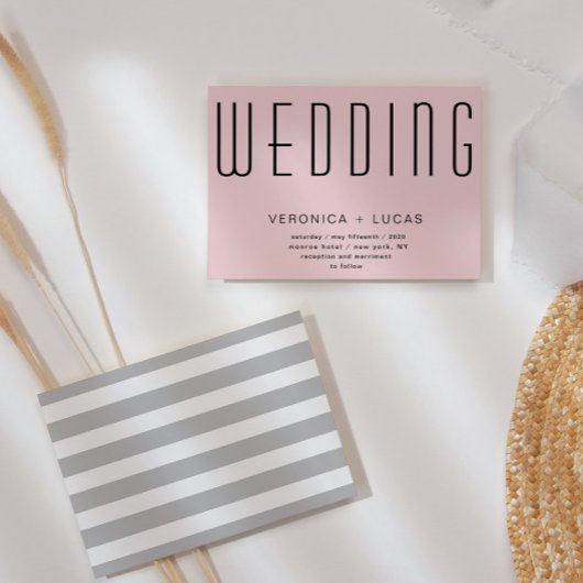 Minimalistische moderne Script Blush-Hochzeit Einladung