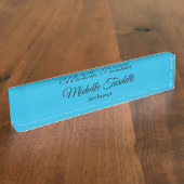 Minimalistische moderne Script Calligraphy Blue Namensplakette (Seite)