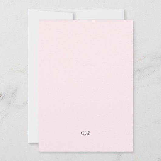 Minimalistische moderne Script Chic Blush Pink Hoc Einladung (Rückseite)