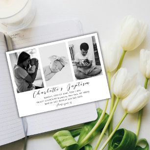 Minimalistische moderne Script Family Baby Foto Ta Einladung