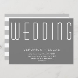 Minimalistische moderne Script Gray Wedding Einladung
