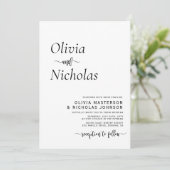 Minimalistische moderne Script QR Code Foto Hochze Einladung (Stehend Vorderseite)