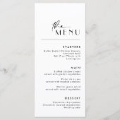 Minimalistische moderne Script Schriftart-Hochzeit Menükarte (Vorderseite)