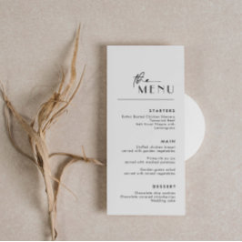 Minimalistische moderne Script Schriftart-Hochzeit Menükarte