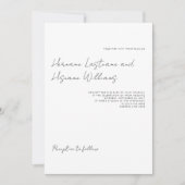 Minimalistische, moderne Script White Wedding Einladung (Vorderseite)