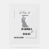 Minimalistische moderne Silhouette Hochzeit Acrylschild (Vorderseite)