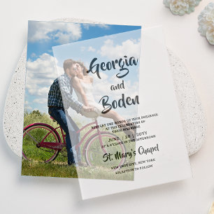 Minimalistische, moderne Skripthochzeit Pergament Einladungen