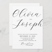Minimalistische moderne Skripthochzeit. Sauberes F Einladung (Vorne/Hinten)