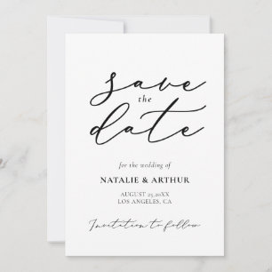 Minimalistische moderne Skripthochzeit Save The Date