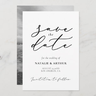 Minimalistische moderne Skripthochzeit Save The Date
