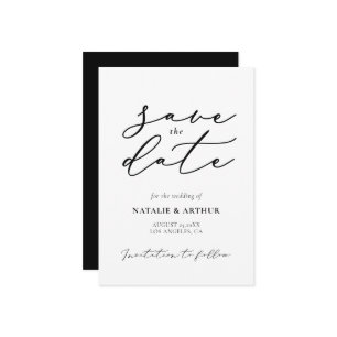 Minimalistische moderne Skripthochzeit Save The Date
