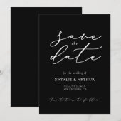 Minimalistische moderne Skripthochzeit Save The Date (Vorne/Hinten)