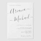 Minimalistische moderne Skriptnamen Hochzeitsüberl Pergament Einladungen (Vorderseite)