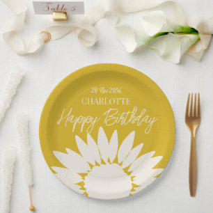 Minimalistische moderne Sonnenblume Custom Happy B Pappteller