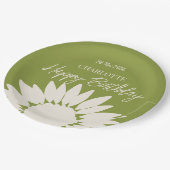 Minimalistische moderne Sonnenblume Custom Happy B Pappteller (Schrägansicht)