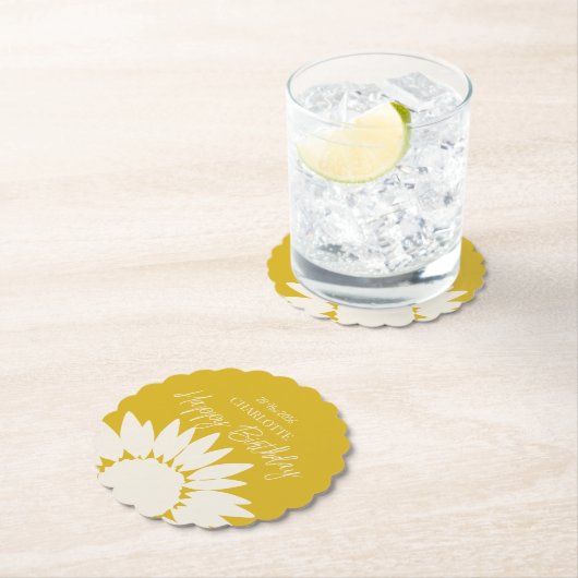 Minimalistische moderne Sonnenblume Custom Happy B Untersetzer (Vor Ort)