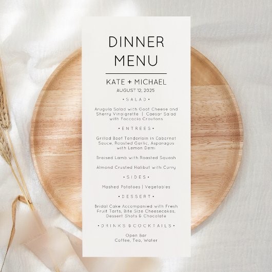 Minimalistische moderne Speisekarte Menükarte