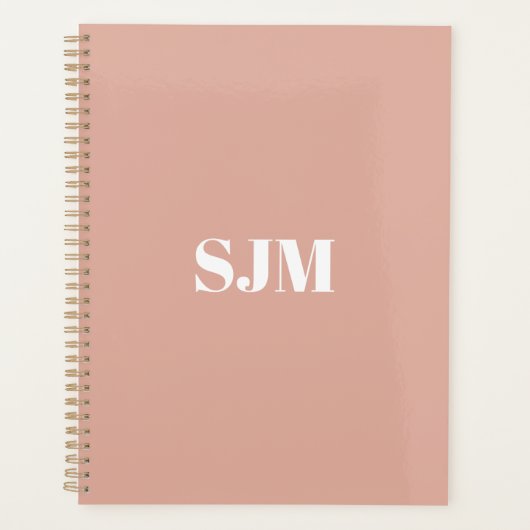 Minimalistische moderne staubige Monogramm-Initial Planer (Vorderseite)