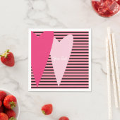 Minimalistische, moderne Streifen rosa Herzen nach Serviette (Beispiel)