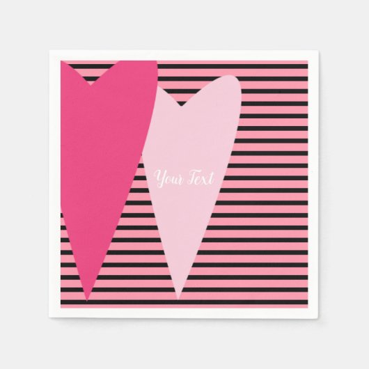 Minimalistische, moderne Streifen rosa Herzen nach Serviette (Vorderseite)