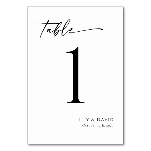 Minimalistische moderne Tischnummer (Vorderseite)