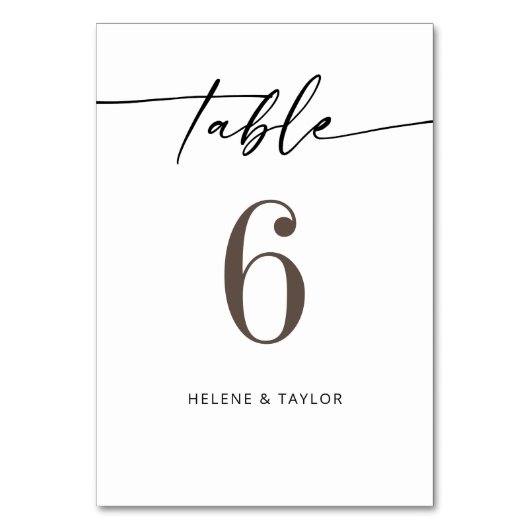 Minimalistische moderne Tischnummer (Vorderseite)