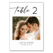 Minimalistische moderne Tischnummer mit einem Foto (Vorderseite)