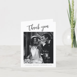 Minimalistische moderne trendige Skript-Hochzeitsb Dankeskarte