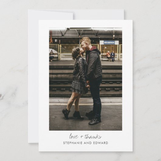 Minimalistische moderne Typografie Foto Liebe und Dankeskarte (Vorderseite)