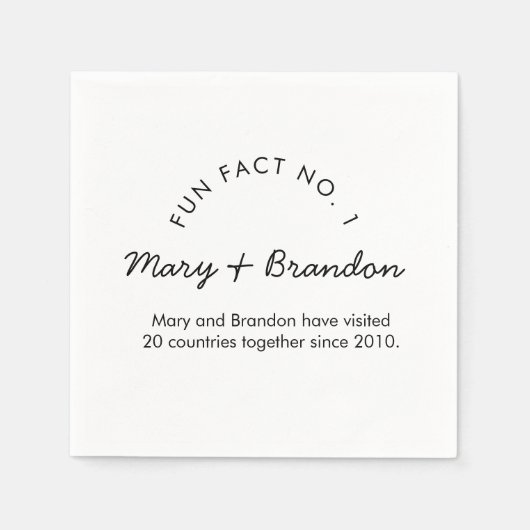 Minimalistische moderne Typografie Fun Fact Hochze Serviette (Vorderseite)