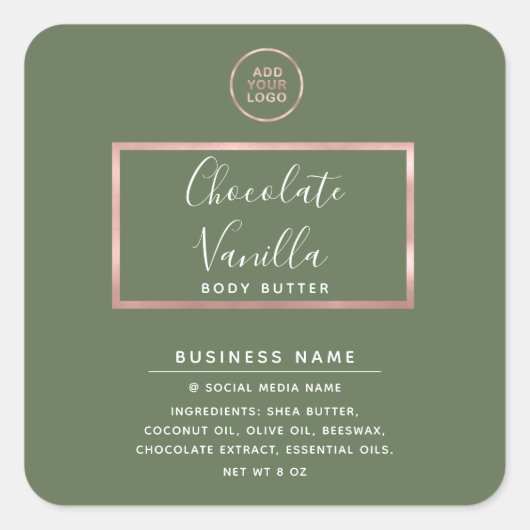 Minimalistische moderne Typografie Rose Goldrahmen Quadratischer Aufkleber (Vorderseite)