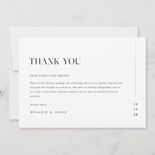 Minimalistische moderne Typografie Schwarz-weiße H Dankeskarte (Rückseite)