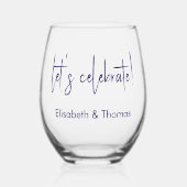 Minimalistische, moderne und elegante Hochzeitsfei Weinglas Ohne Stiel (Vorderseite)