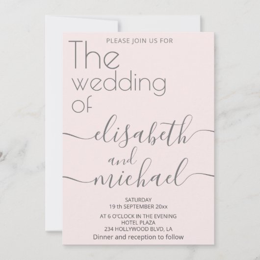 Minimalistische, moderne und elegante Kalligraphie Einladung (Vorderseite)