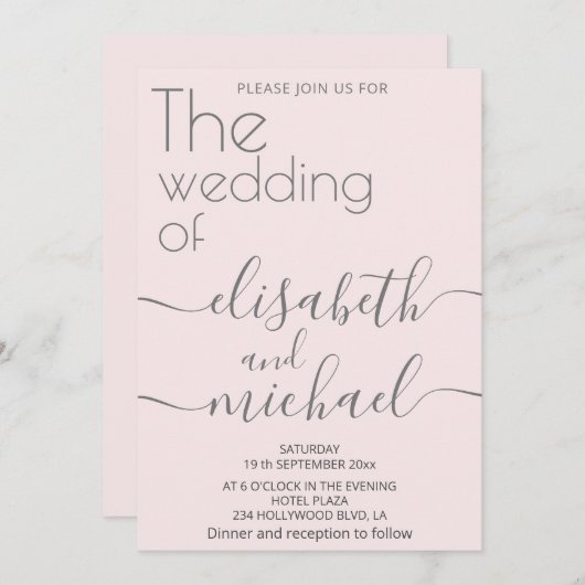 Minimalistische, moderne und elegante Kalligraphie Einladung (Vorne/Hinten)