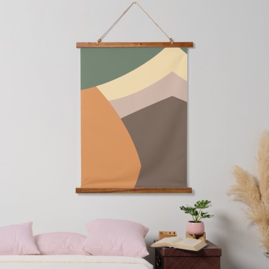 Minimalistische Moderne Wandteppich Mit Holzrahmen (Schlafzimmer)