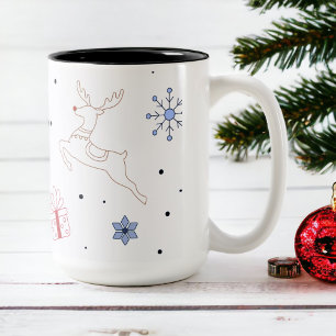Minimalistische, moderne Weihnachtsfarben Zweifarbige Tasse