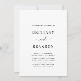 Minimalistische moderne Weiße Hochzeit Einladung