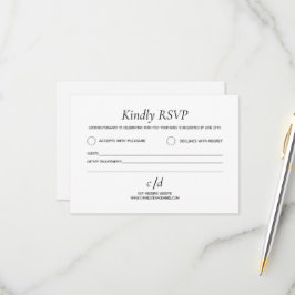 Minimalistische moderne weiße Hochzeit RSVP Karte