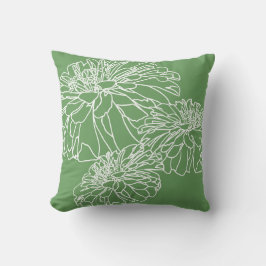 Minimalistische, moderne weiße Linie, grün gezeich Kissen