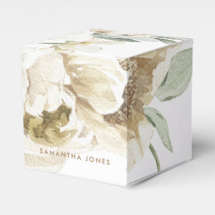 Minimalistische moderne weiße Pfingstrose Blumen-A Geschenkschachtel