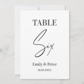 Minimalistische, moderne Weiße WEDD, SECHS Tischnu Dankeskarte (Vorderseite)