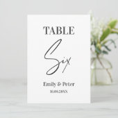 Minimalistische, moderne Weiße WEDD, SECHS Tischnu Dankeskarte (Stehend Vorderseite)
